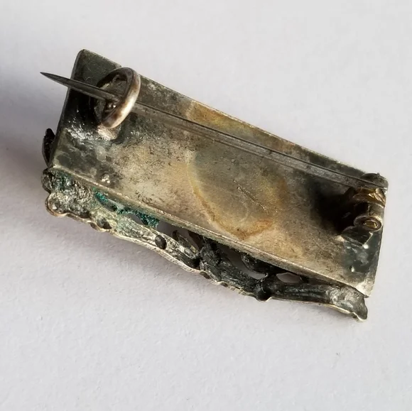 Antique Victorian brooch Peking glass bird pin - Picture 11 of 13